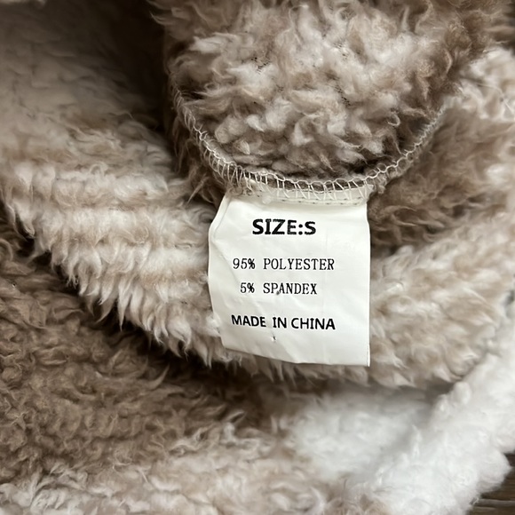 Teddy pullover tan plaid squares half zip jacket - Picture 14 of 17